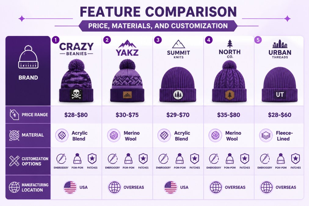 Visual styling guide showing 4 outfit combinations: streetwear fit (beanie + hoodie + oversized tee), winter casual (beanie + puffer jacket + jeans), festival look (beanie + denim jacket + vintage band tee), and minimalist (beanie + neutral coat + simple base layer)