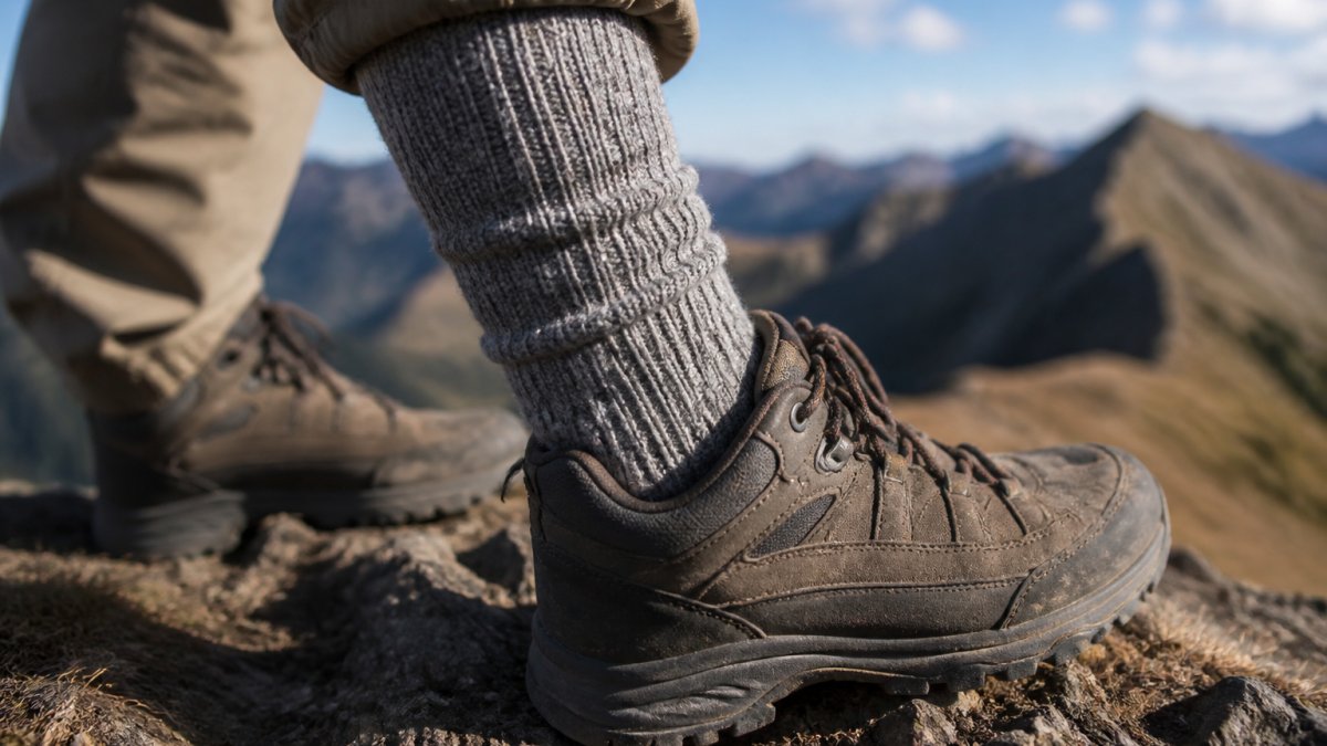 Infographic comparing the durability and fiber density of alpaca wool versus cotton hiking socks