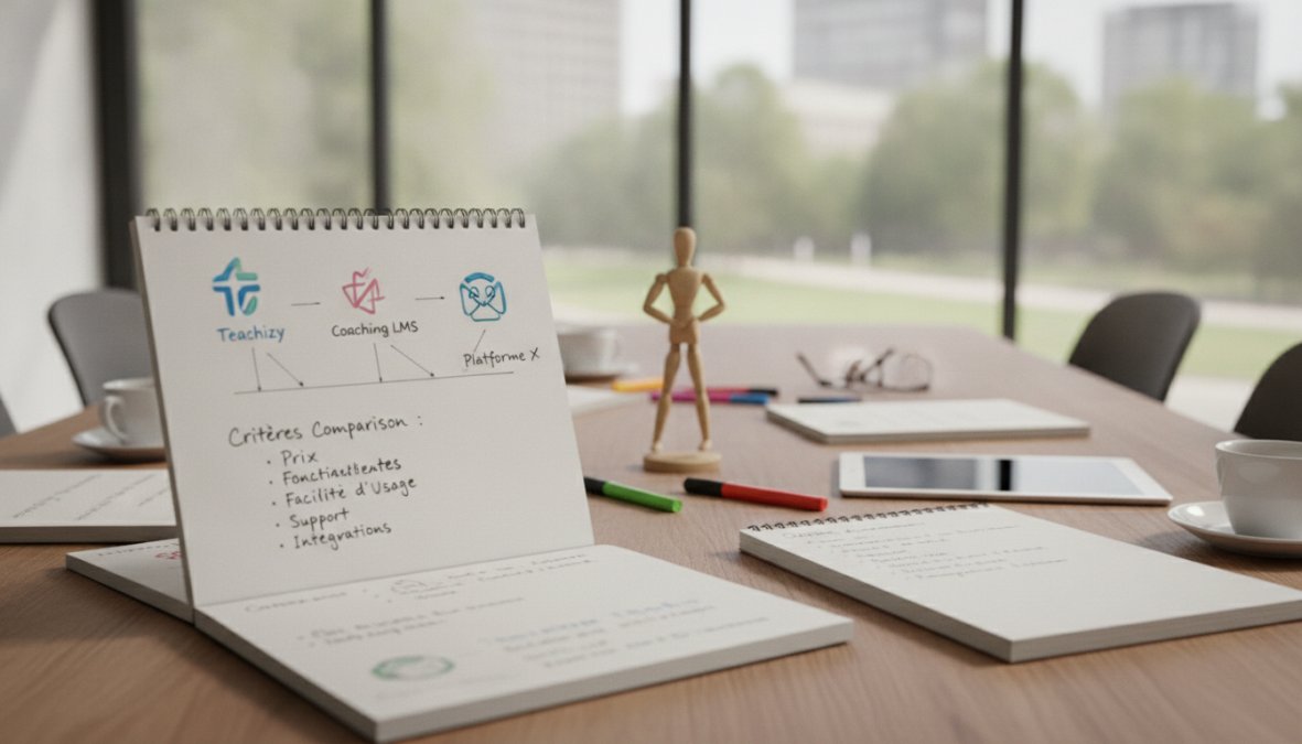 Coach indépendant travaillant sur son ordinateur dans un bureau lumineux, une alternative Teachizy pour coachs indépendants.