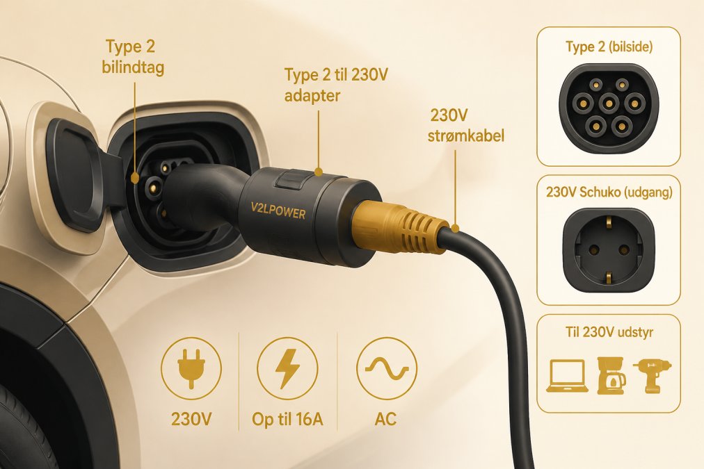 Close-up shot of Type 2 plug connection on an electric car with Type 2 adapter and power cable connected, showing the physical connection and plug type details in daylight