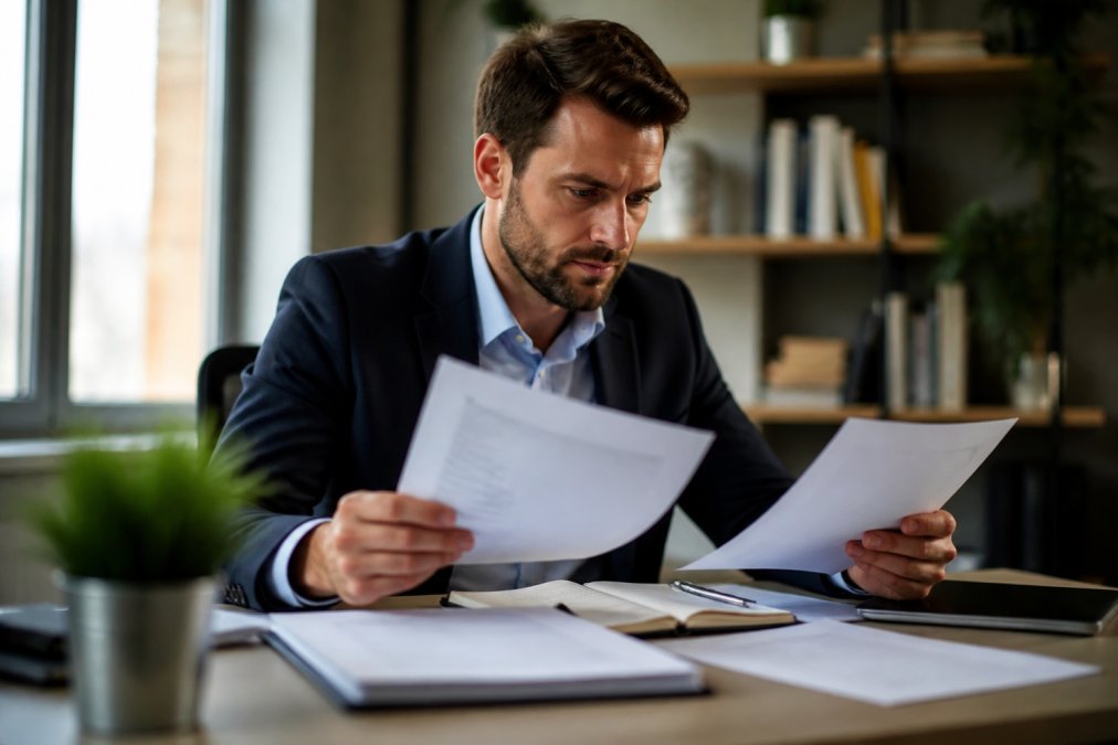 Un responsable de formation en grande entreprise examinant plusieurs écrans affichant des tableaux de bord de plateformes LMS différentes dans un bureau moderne avec des fenêtres donnant sur une ville