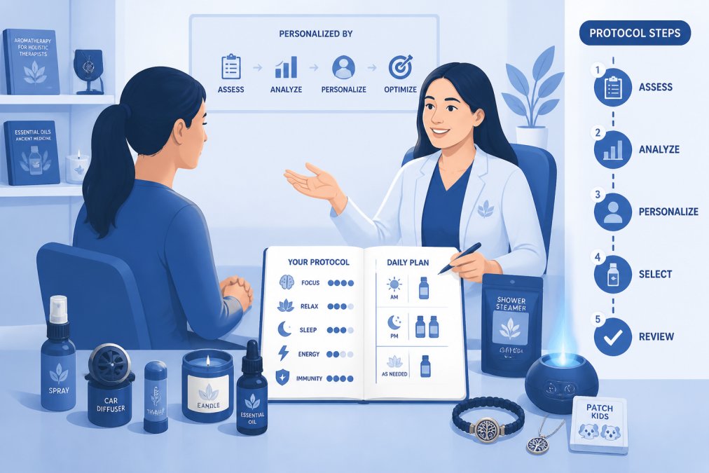 Person sitting at wellness consultation table with various supplement bottles, a detailed notebook, and a wellness practitioner discussing personalized supplement protocol recommendations in a calm, professional setting with soft natural lighting