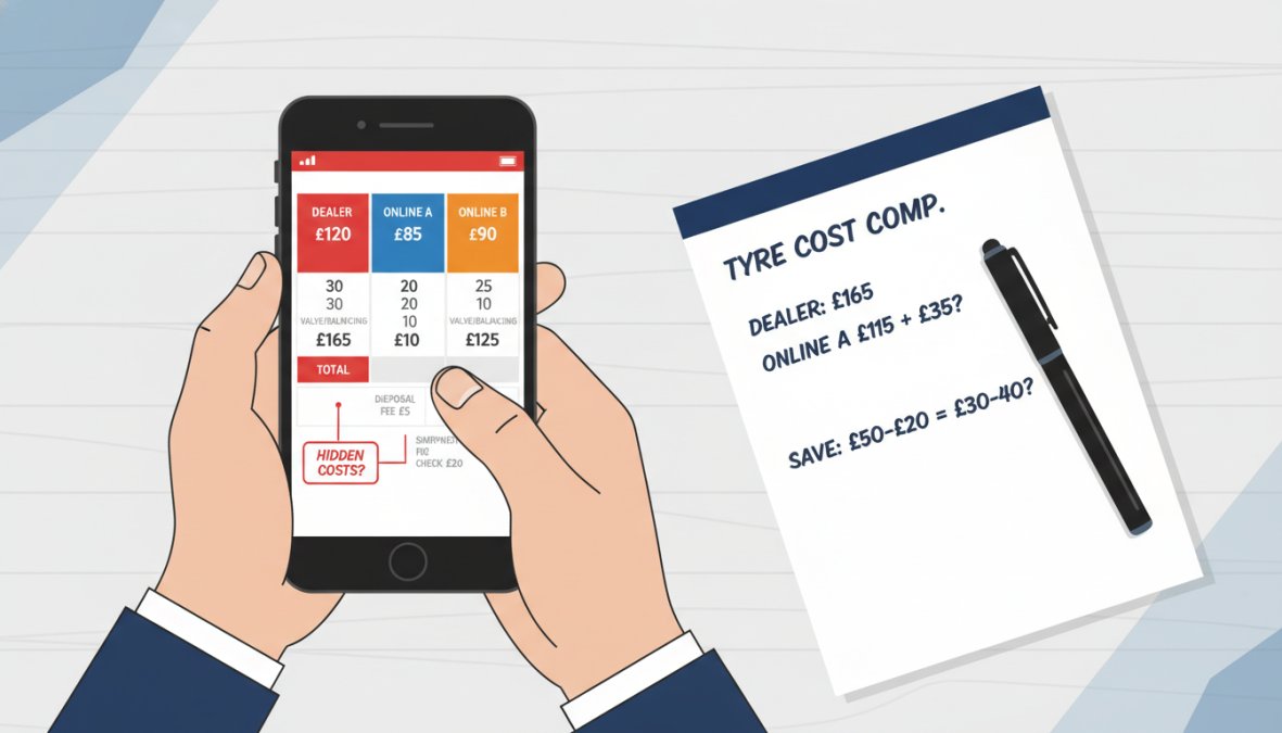 Step-by-step visual guide for alternatives to dealership tyre prices