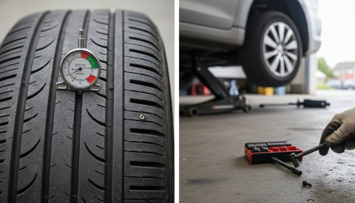 Side-by-side comparison of car and tyre and tread concepts for alternatives to expensive tyre replacement