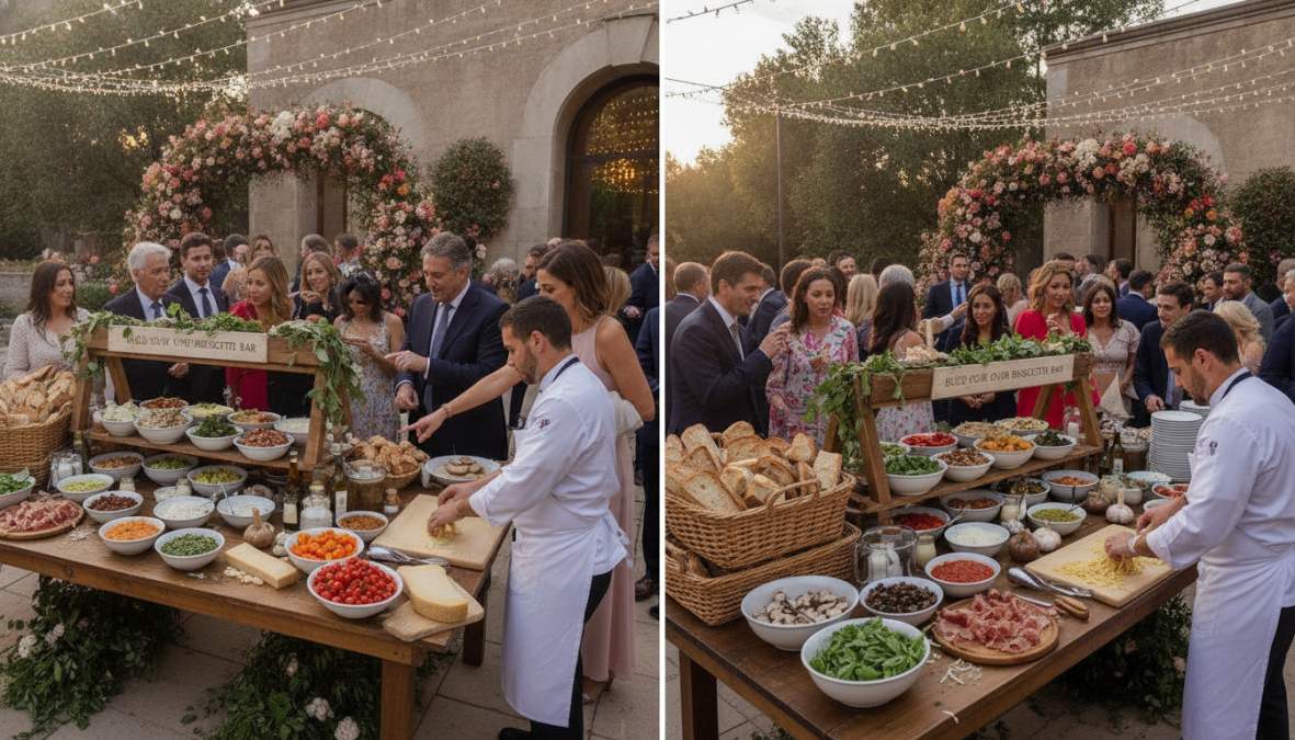 Professional illustration showing colorful and taco and bar concepts for alternatives to frozen catering for weddings