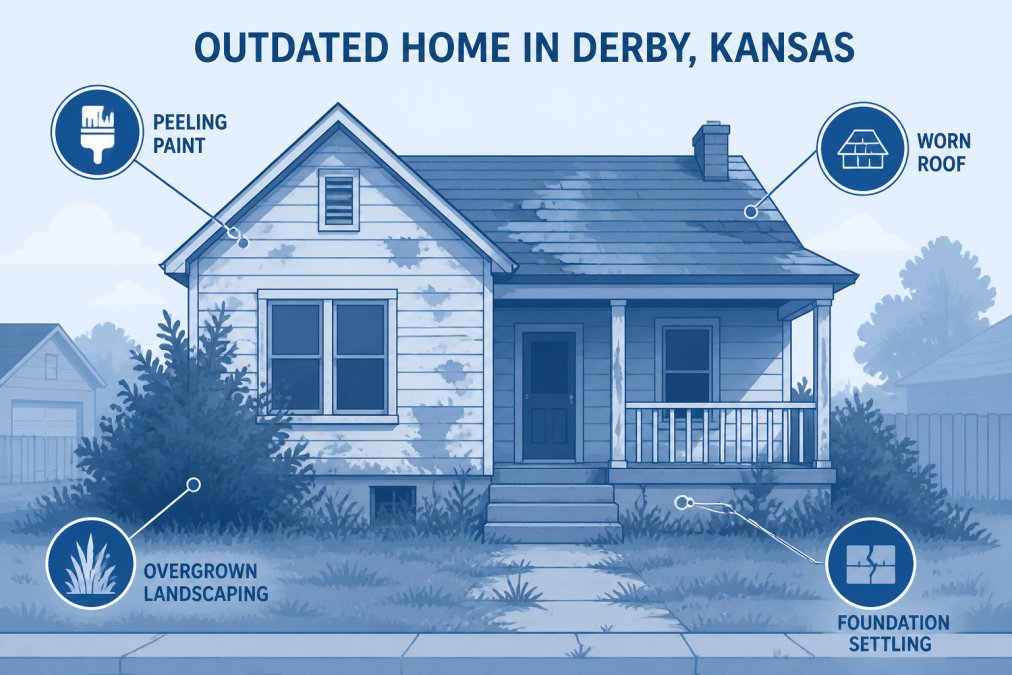 Professional illustration showing alternatives to listing an outdated house