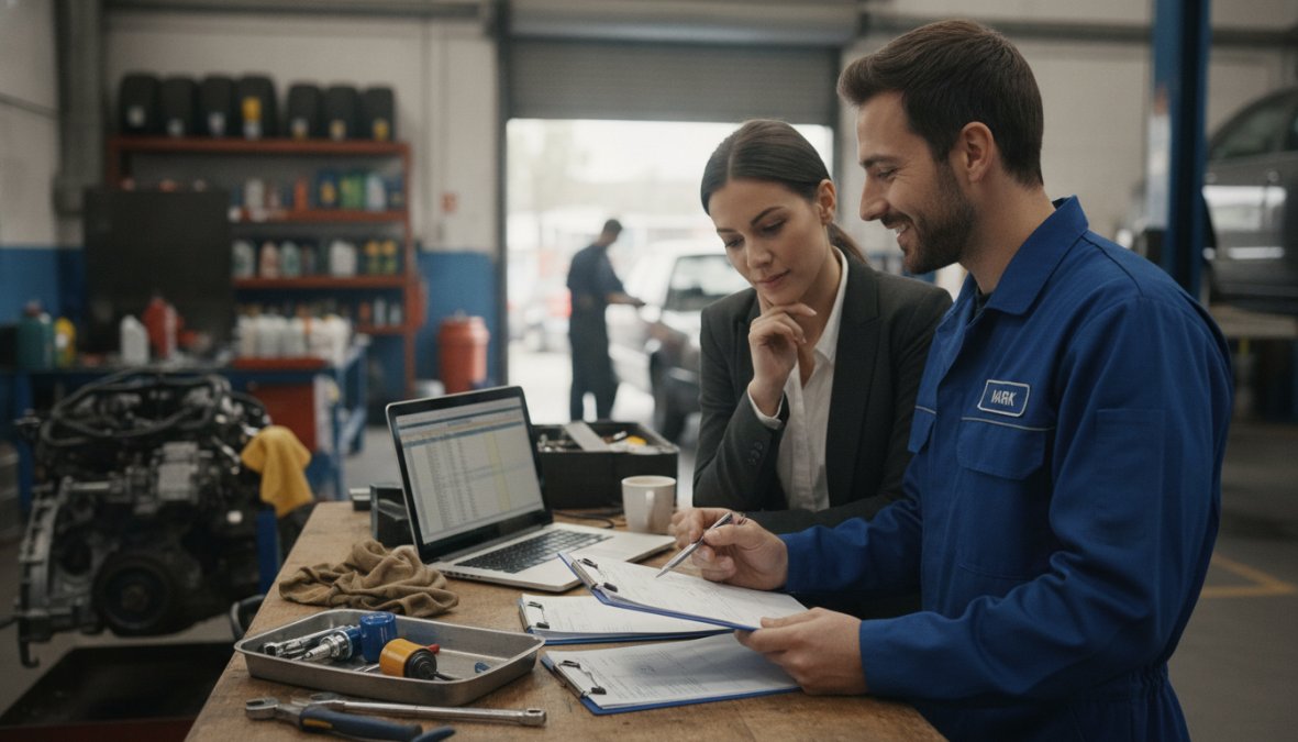 Step-by-step visual guide for garage and customer and friendly concepts for alternatives to main dealer car servicing