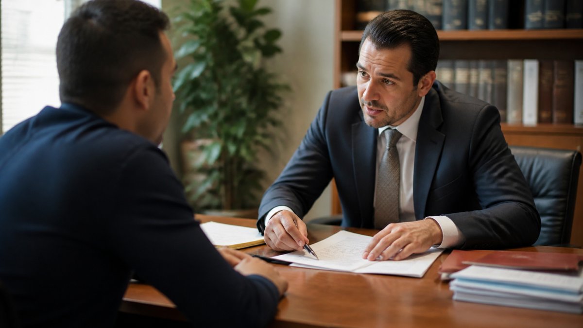 Criminal defense attorney reviewing case documents with a client to discuss alternatives to traditional cash bail bonds