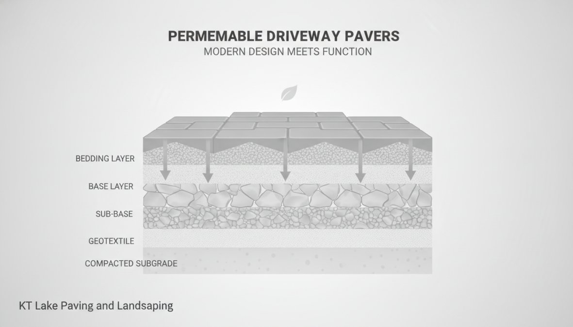 Professional illustration showing alternatives to traditional concrete driveways