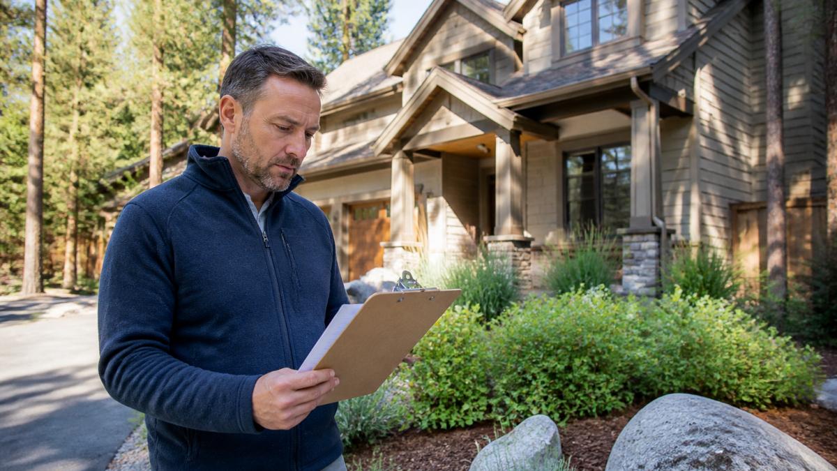 Homeowner reviewing paperwork by a for-sale sign as alternatives to traditional real estate listing in Incline Village