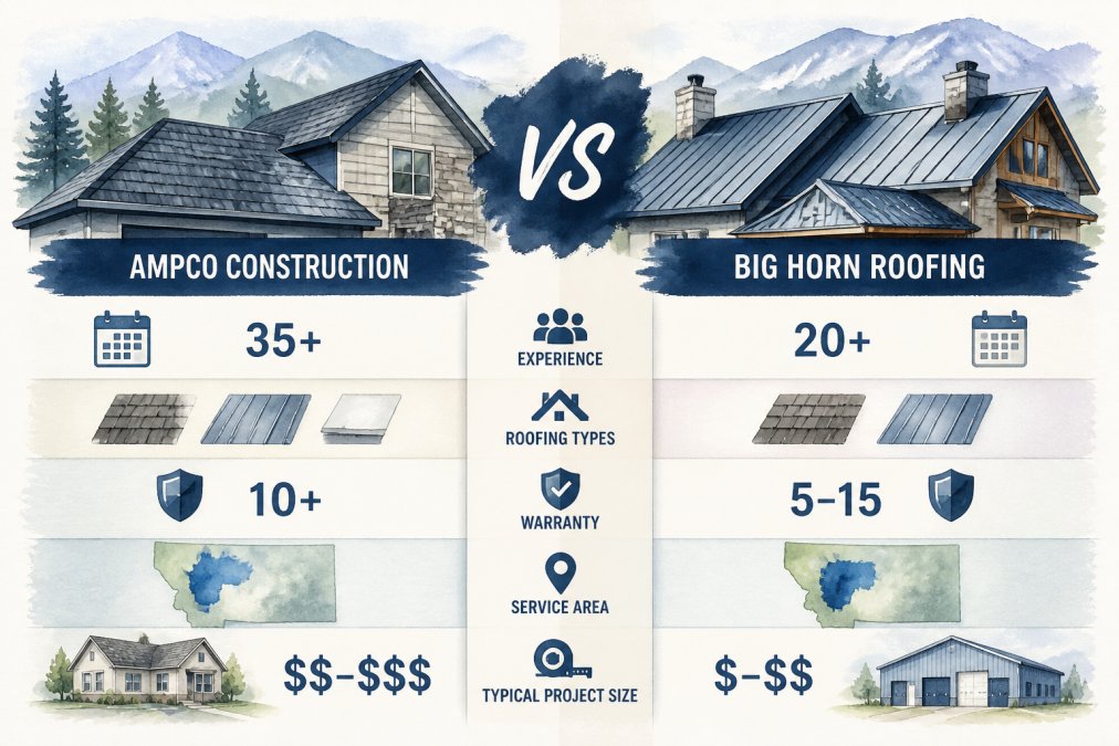 Ampco Construction vs Big Horn Roofing: 2026 Comparison