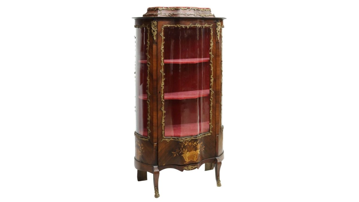 Antique Vitrine, Cabinet French Louis XV Style Exceptional Curved, Gorgeous!!