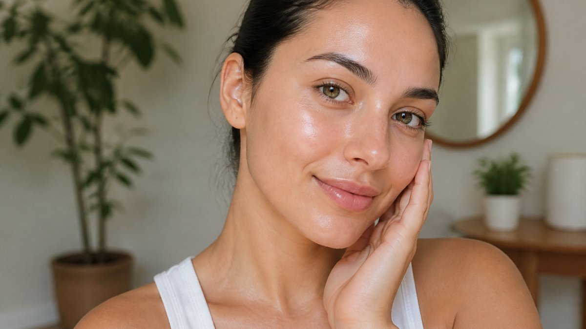 Person's face showing healthy, glowing skin with smooth texture after proper post-peel recovery routine in natural light
