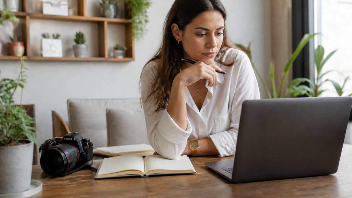 Creator sitting at a desk planning income diversification across various creator economy platforms