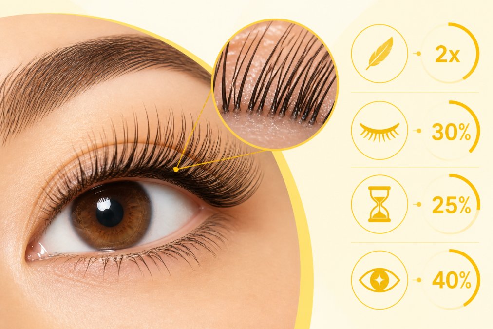 Illustration showing the benefits of japanese lash extensions