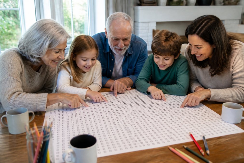 Infographic illustrating a step-by-step process for organizing a collaborative family puzzle marathon event.