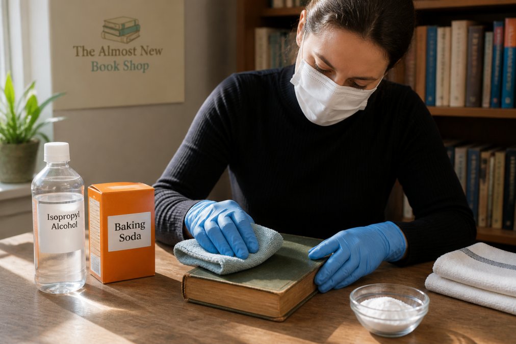 Step-by-step guide on cleaning mold to keep used books safe with alcohol and baking soda