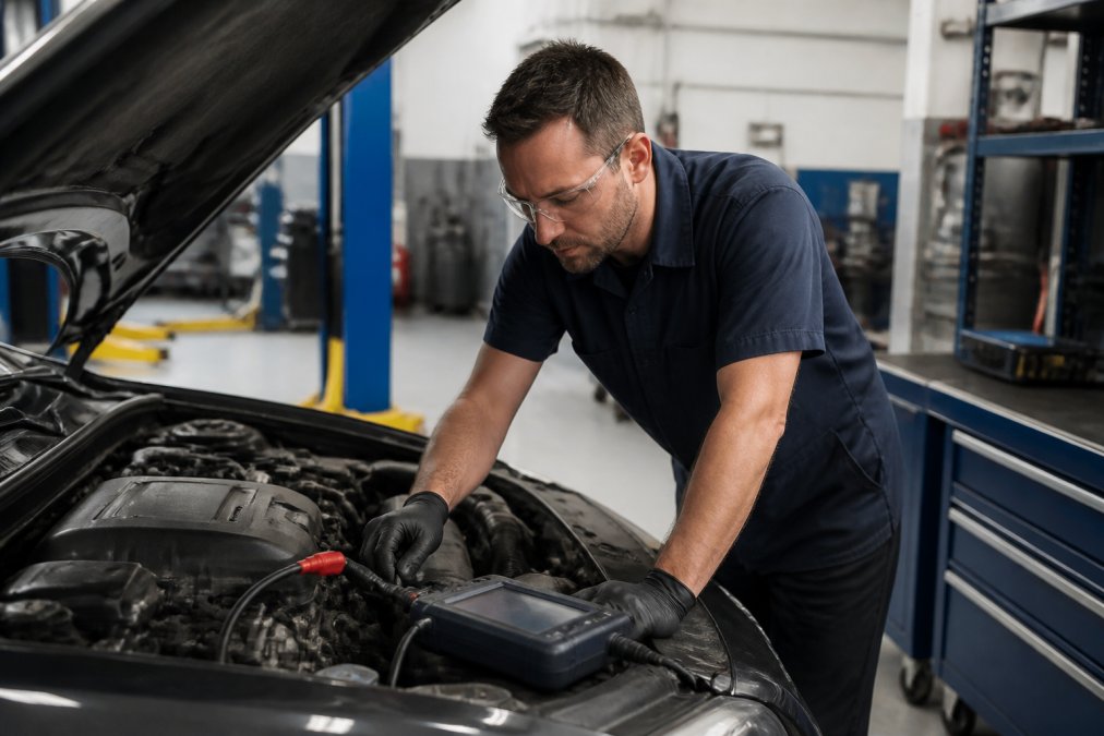 Professional illustration showing Professional ASE for ASE certified mechanic shop