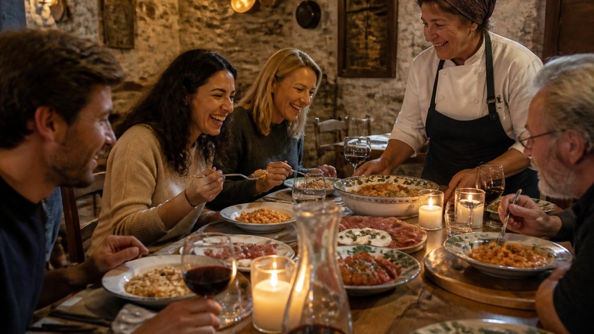 Infographic illustrating the process of booking authentic regional food tours Italy at local family-run trattorias