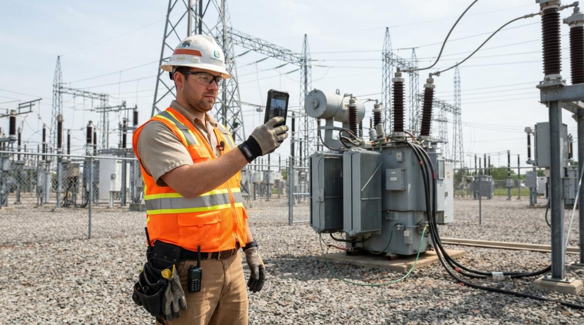 Field inspector using a smartphone for automated field documentation at a utility site