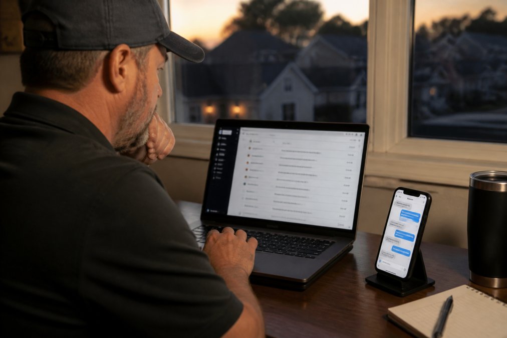 Diagram showing how automating roofing customer service with chatbots manages lead notifications in real time