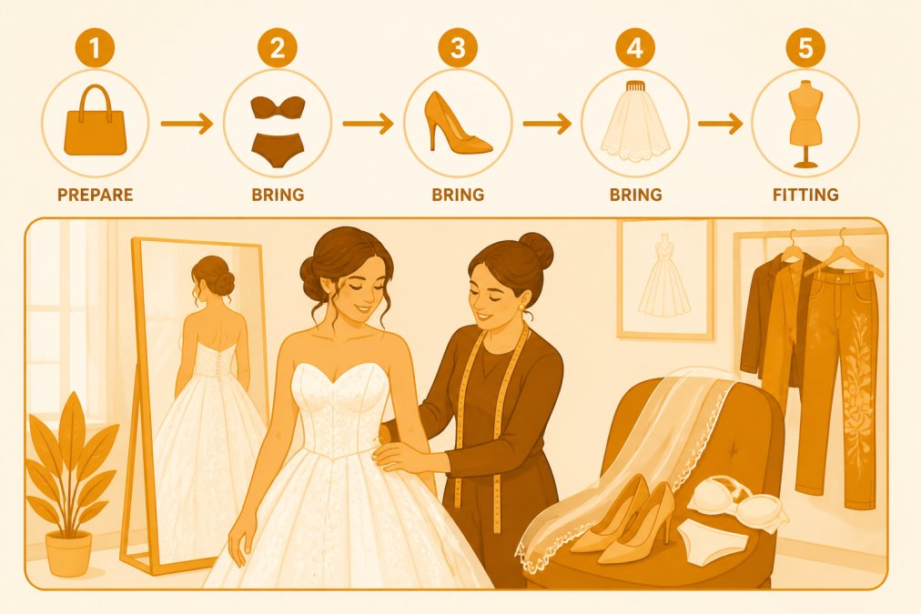 Professional illustration showing average cost of wedding dress alterations