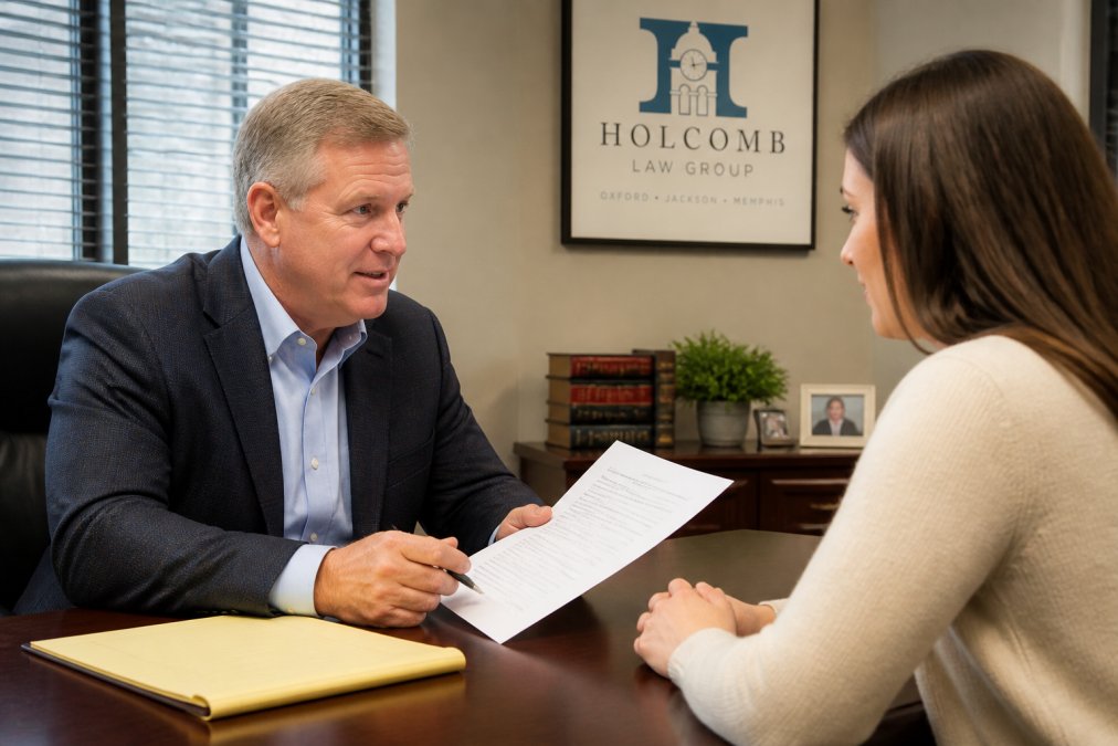 Client and attorney reviewing documents together to ensure clear lawyer communication during a consultation.
