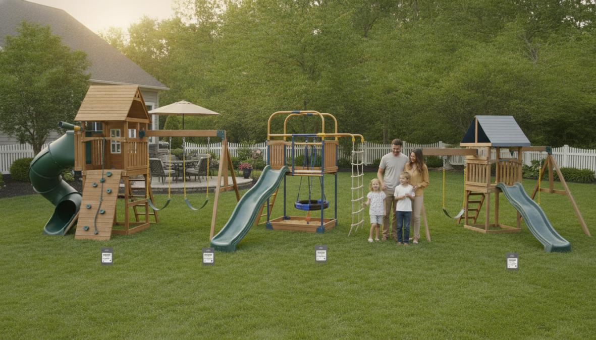 Visual comparison chart showing Family for backyard playsets for sale