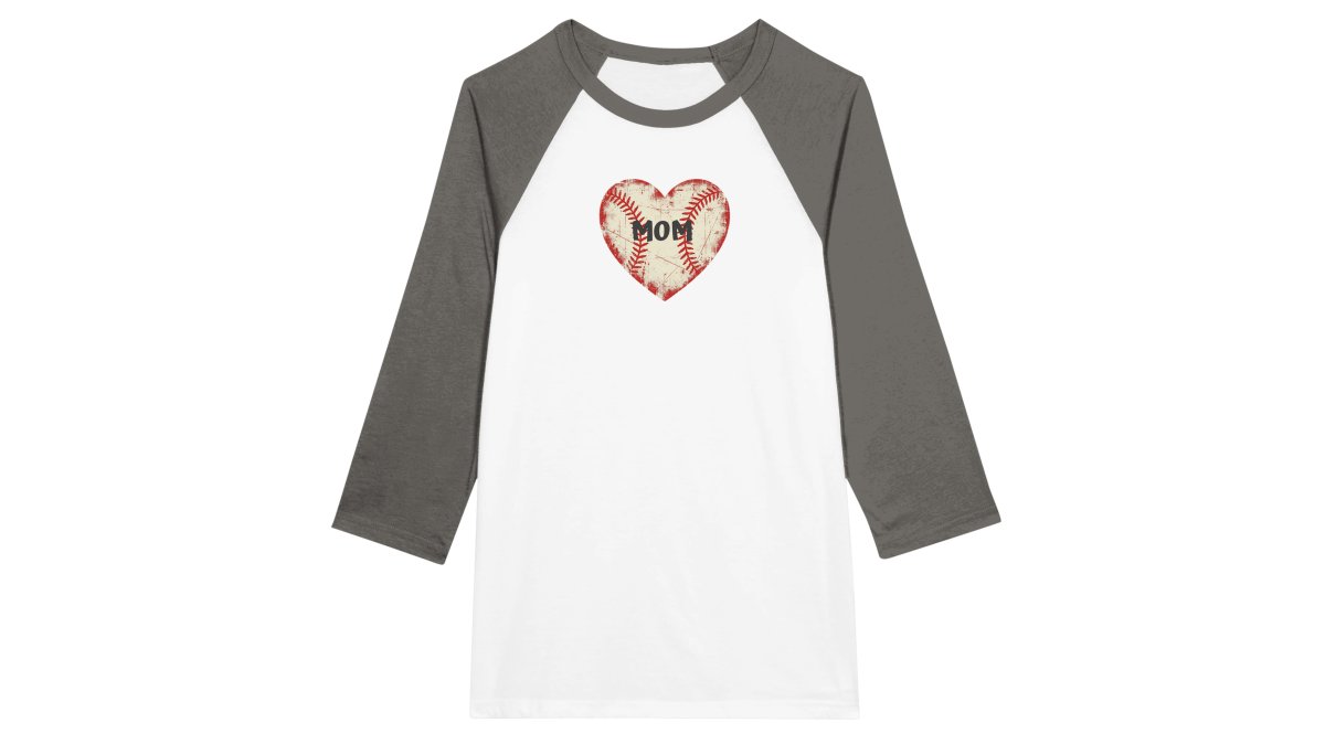Baseball Heart MOM Raglan T-shirt/Personalization available