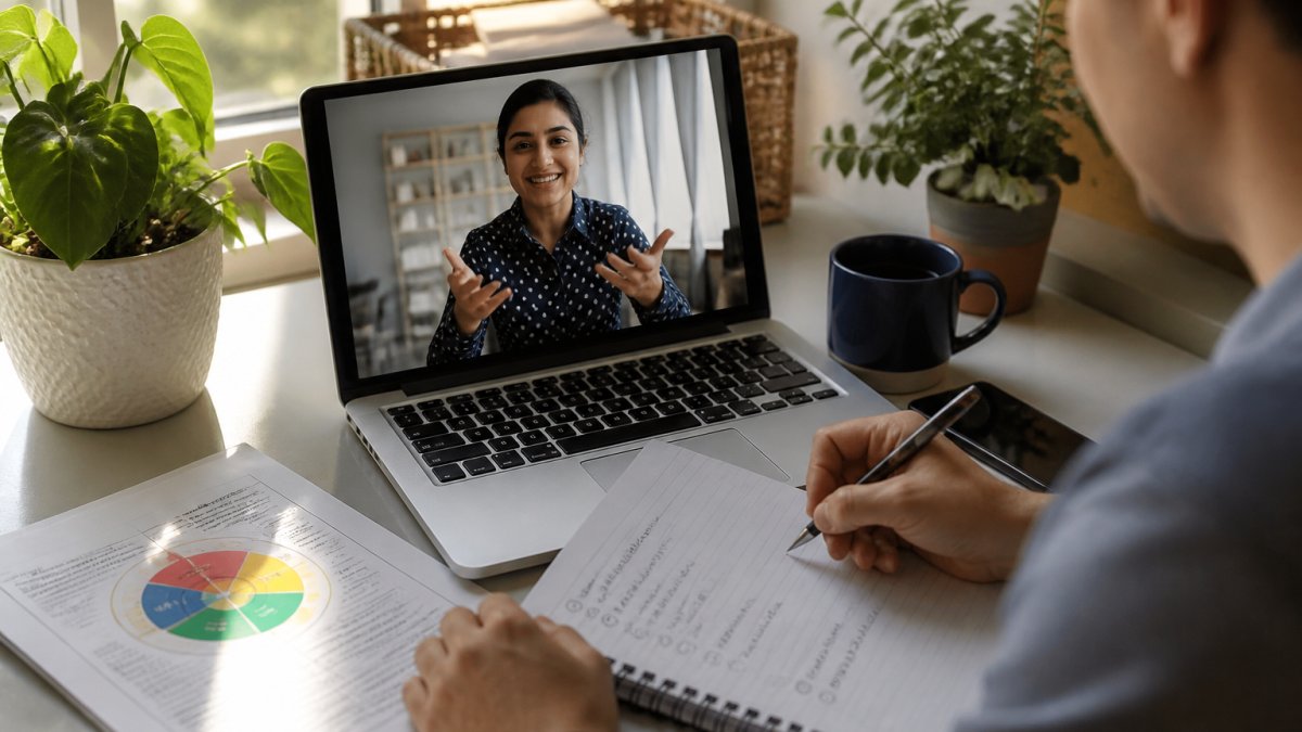 Manager and employee in a video call discussing remote team retention strategies during a one-on-one meeting.