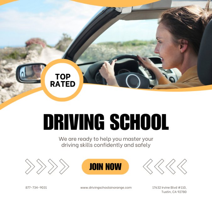 Beige And Brown Animated Driving School Post