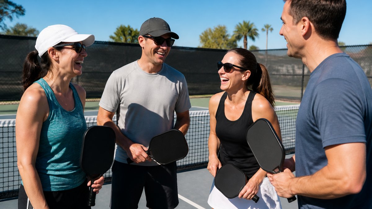 Infographic showing a step-by-step process for coworkers to organize an active wellness pickleball league