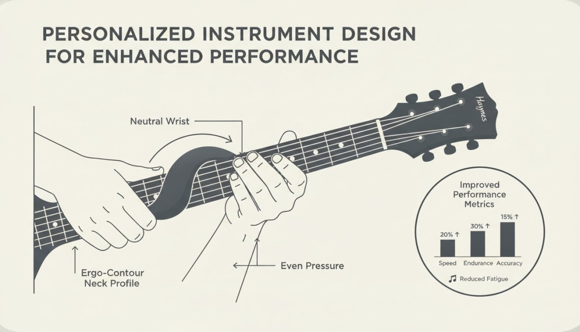 Professional illustration showing bespoke instrument ergonomics