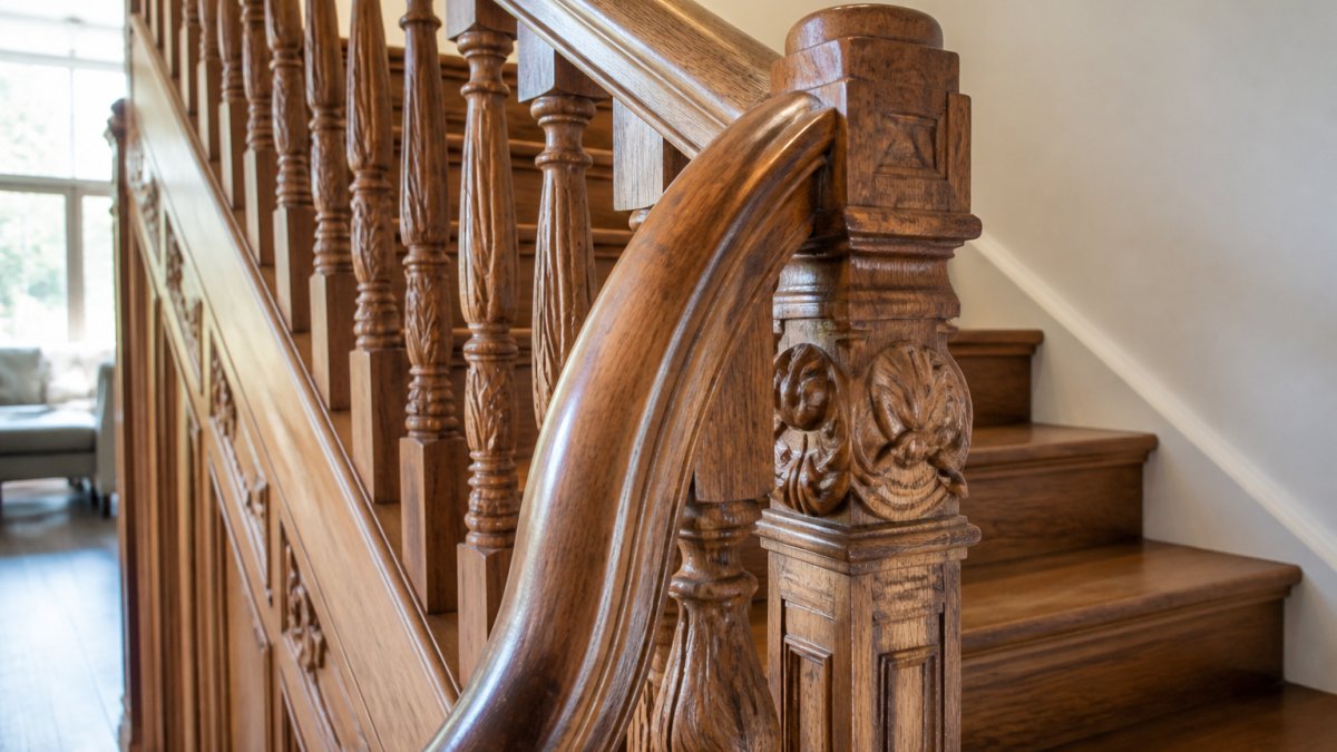 Detailed diagram illustrating the custom design process for ornate wooden staircases in modern home renovations