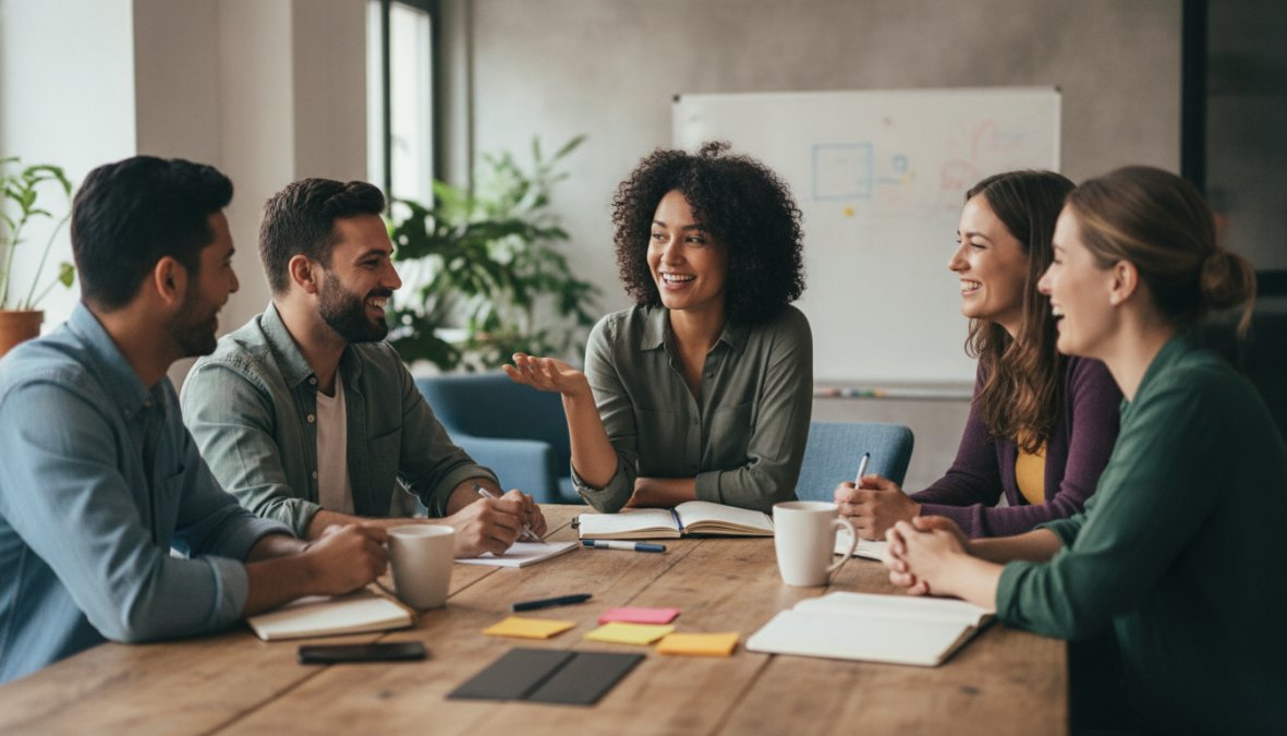 Illustration showing the benefits of diverse and team and employees concepts for benefits of disc assessment for employees