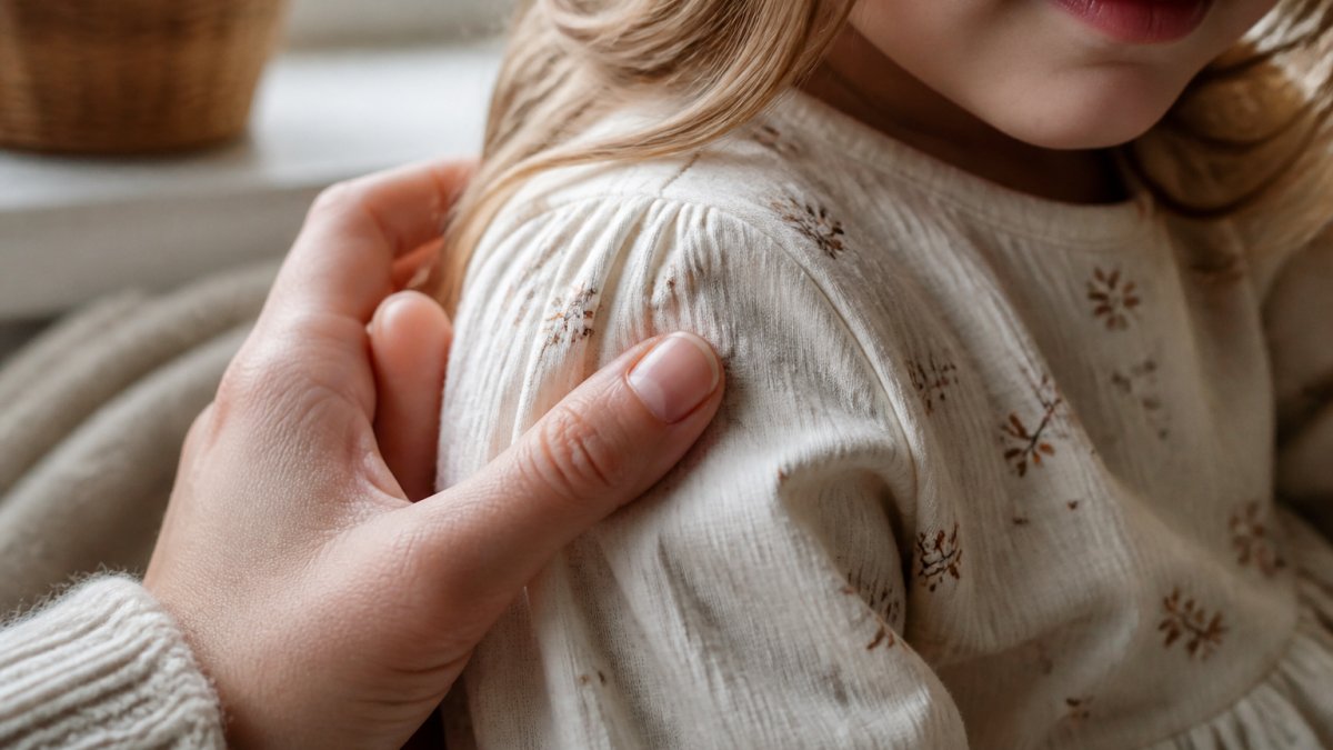 Infographic illustrating how organic cotton reduces chemical exposure for children through safer fabric choices