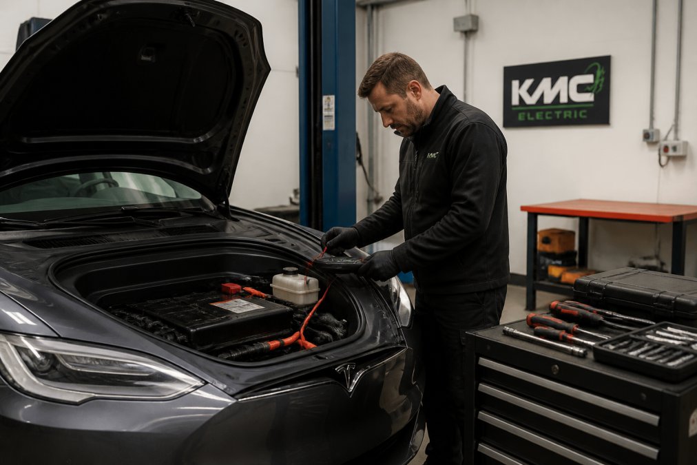 Professional illustration showing Professional, Tesla for independent EV servicing