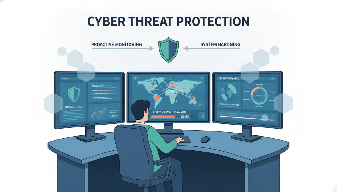 Security features diagram for benefits of professional website maintenance