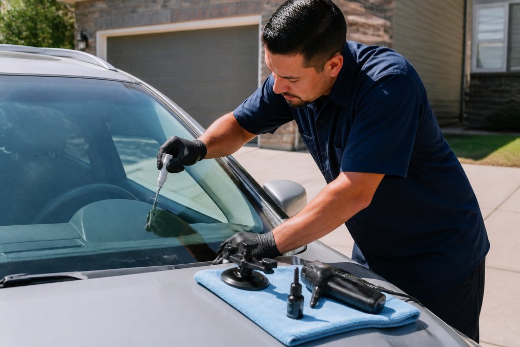Illustration showing the benefits of Close for windshield chip repair