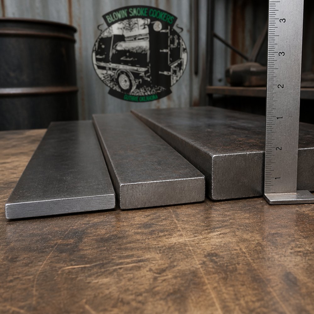 Infographic comparing the physical thickness of 10-gauge, 3/16-inch, and 1/4-inch steel plates using a ruler.