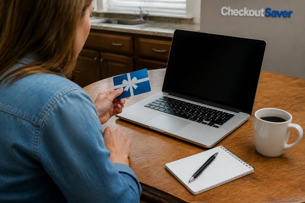 Checklist for verifying discounted gift cards by checking balances on a secure retailer website