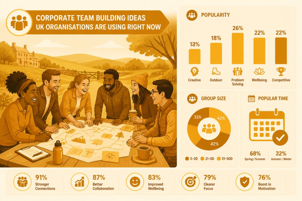 Professional illustration showing corporate away days