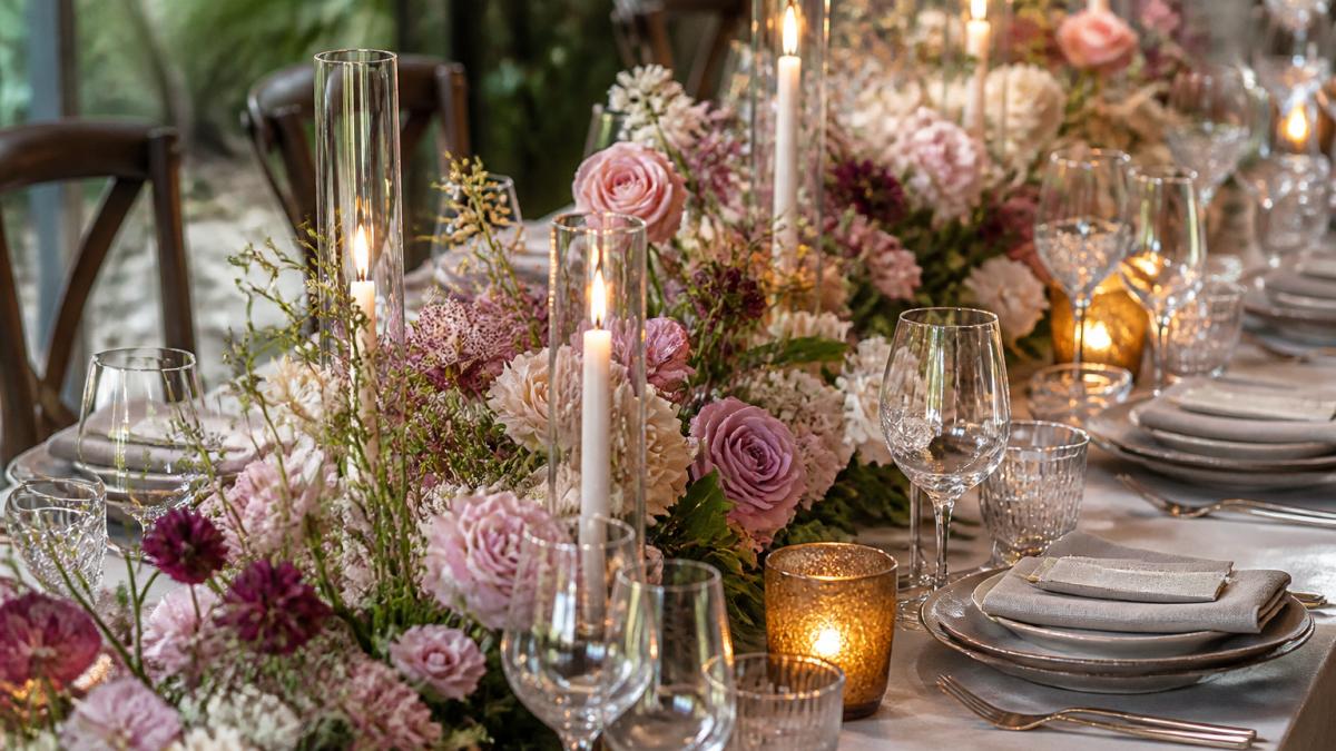 Infographic detailing the step-by-step process of designing a garden-inspired centerpiece for private events