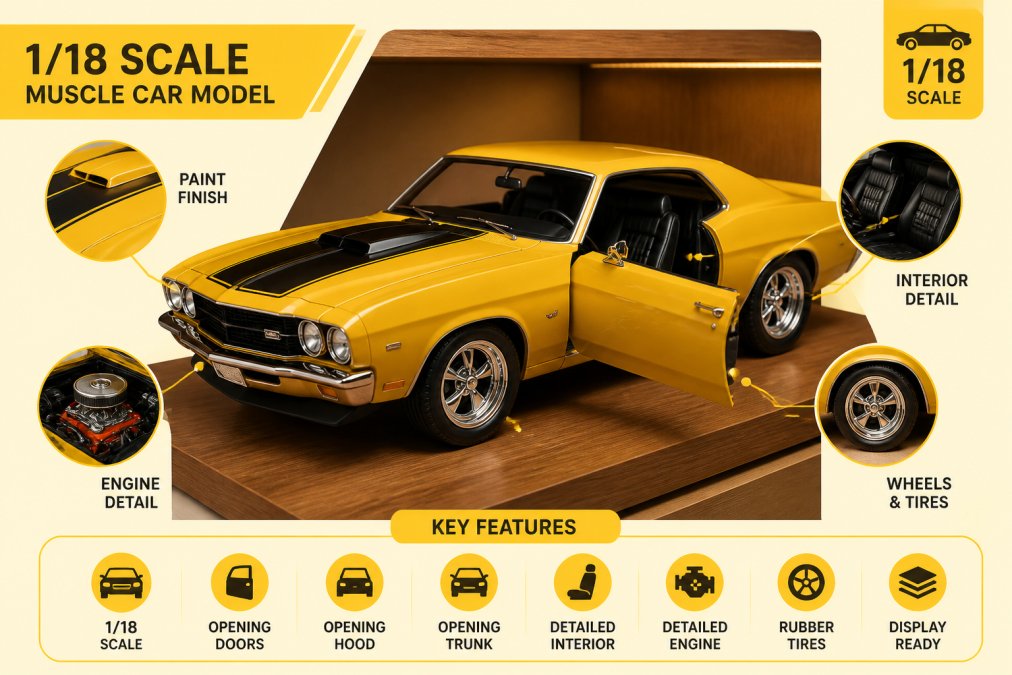 Professional illustration showing 1/18 scale models