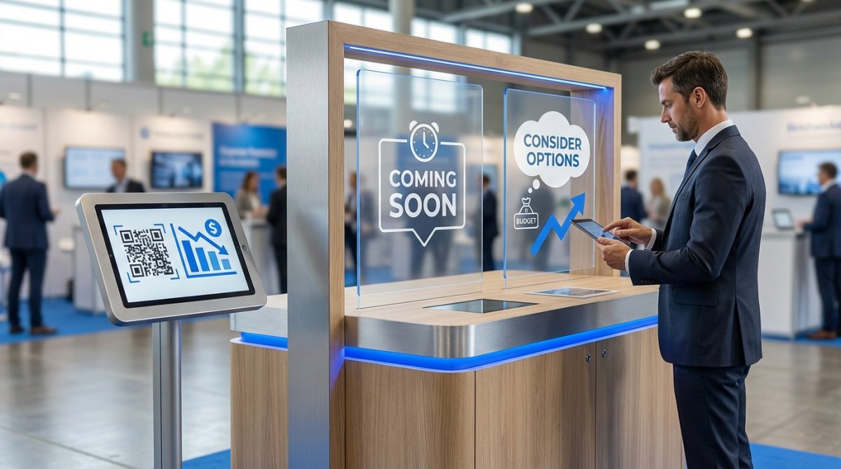 Example of a trade show booth with integrated technology