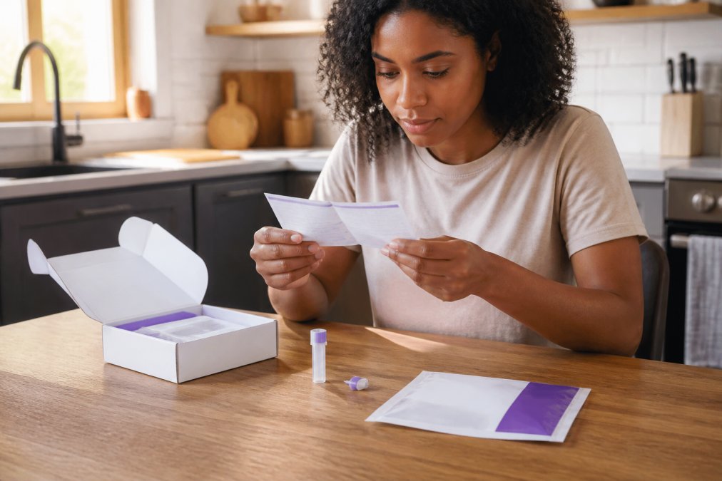 Professional illustration showing at home lab test kits