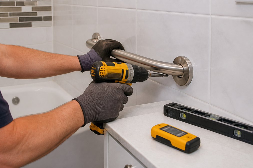 Professional illustration showing Close for bathroom modifications for seniors