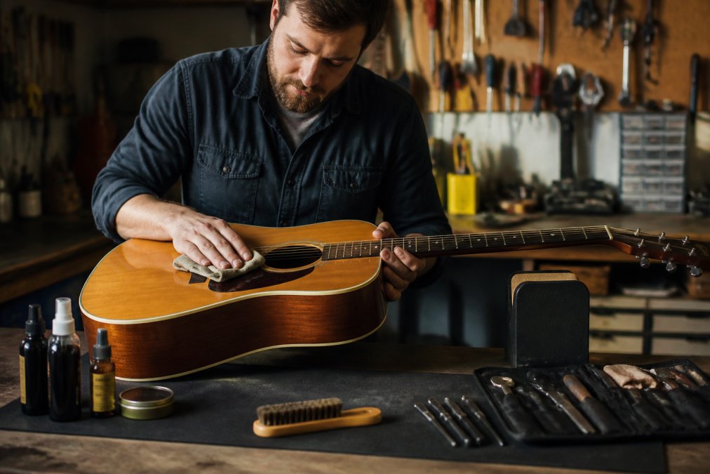 Step-by-step visual guide for guitar and musician and carefully concepts for budget instruments
