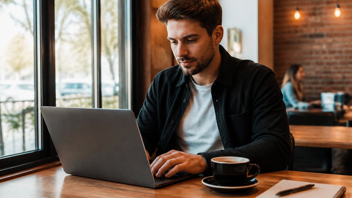 Infographic showing the best practices for remote workers in cafes with fast wifi and power outlets.