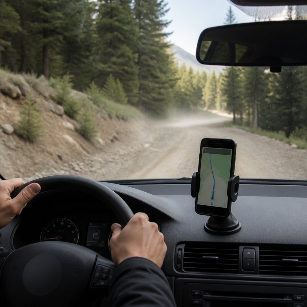 Step-by-step visual guide for driver's and hands and resting concepts for car phone mount